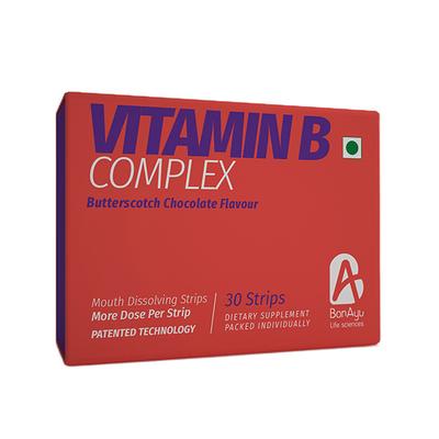 BonAyu Vitamin B Complex Mouth Dissolving Strips - Butterscotch Chocolate 30's - Mouth Refreshners