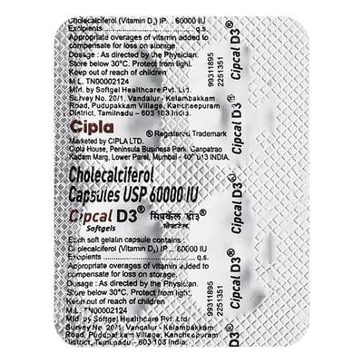 CIPCAL D3 Softgel Capsule 4's - Supplements-Cal