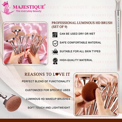 Majestique Premium Makeup Brush Set, Luminous HD Brush 9's - Makeup Kits & Sets