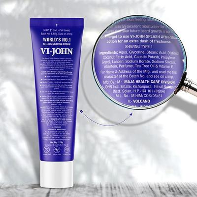 VI-John Shaving Cream Icy Mint with Tea Tree Oil and Bacti-Guard for All Skin Types 125 gm - Shaving Creams