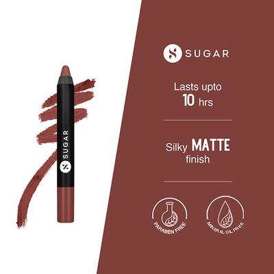 SUGAR Cosmetics Matte As Hell Crayon Lipstick - 20 Buffy Summers (Mid - tone Warm Nude) 2.8 gm - Lip Crayons