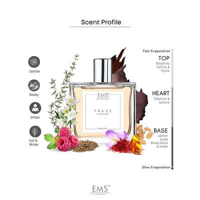 EM5 Trace Unisex Perfume - Eau de Parfum (EDP) Spray for Men & Women, Leather Animalic Warm Spicy 50 ml - Men Perfumes (Edt/Edp)
