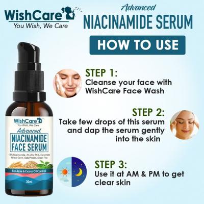WishCare 12% Niacinamide Serum for Acne- Acne Marks- Blemishes & Oil Balancing with 2% Zinc & Oats 30 ml - Face Serum