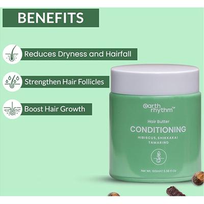 Earth Rhythm Conditioning Hair Butter With Hibiscus, Shikkakai & Tamarind 40 gm - Hair Masks & Packs