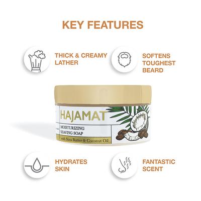 Hajamat Moisturizing Shaving Soap With Shea Butter & Coconut Oil 80 gm - Shaving Creams