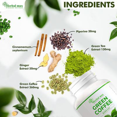 Herbal Max Green Coffee Burn Fat Dietary Supplement 500 mg Capsule 60's - Weight Loss