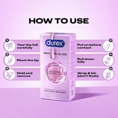 Durex Smooth Glide Condoms for Men 10's - Plain/Flavoured Condoms