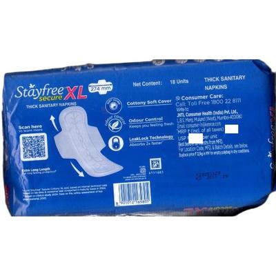 Stayfree Secure Cottony Comfort Pads (XL) 18's - Sanitary Napkins