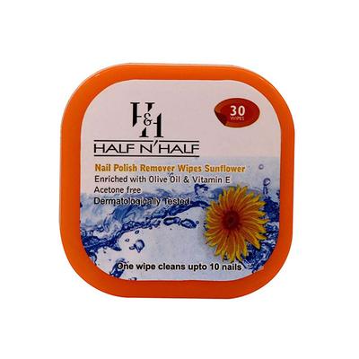 Half N Half Nail Polish Remover Wipes, Sunflower Enriched with Olive Oil & Vitamin E 1's - Nail Polish Remover