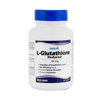 Healthvit L-Glutathione Reduced 100mg Skin Whitening Supplement-Capsules 60's - Hair & Skin