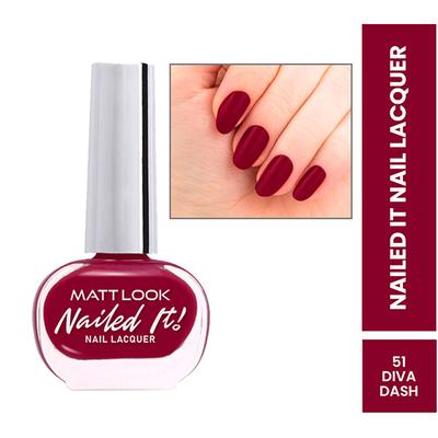 Matt Look Nailed It Nail Polish, Chip Free, Quick Dry, Longer Stay, Highly Pigmented Lacquer, Natural Finish , Crimson Sash 50 10 ml - Nail Polish