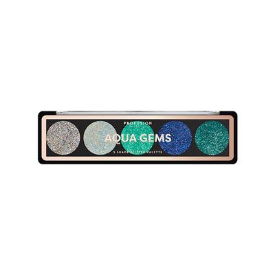 Profusion Cosmetics 5 Shade Glitter Eye Shadow Pallete Aqua Gems (4.5 g) - Eye Shadow Palettes