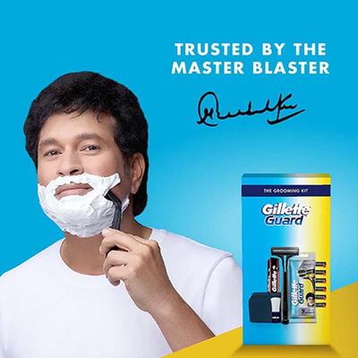 Gillette Guard 5 in 1 Shaving Kit with a Travel Pouch, 1 Razor, 6 Blades, 1 Shaving Cream, 1 Shaving Brush Combo Grooming Kit Gift Set for Men 1's - Grooming Kits