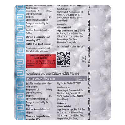 PRESERVGEST SR 400 Tablet 15's - Hormonal Therapy-Oes