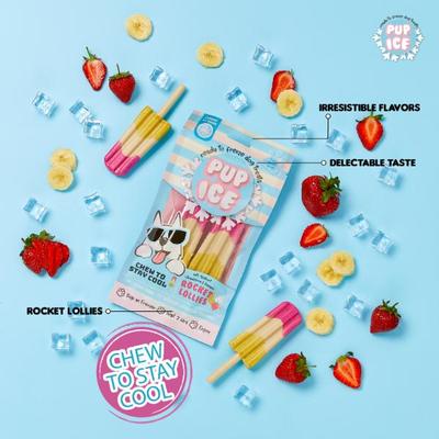 Pup Ice Rocket Lollies Yoghurt Strawberry & Banana Flavour 2's - Petfood