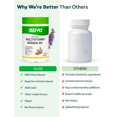 Oziva Plant Based Multivitamins for Women 35+ for Heart & Muscle Health 50's - Multi-Vitamins
