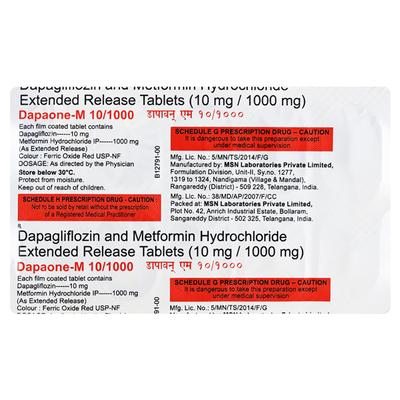 DAPAONE M 10/1000 Tablet 10's - Diabetes-Ant