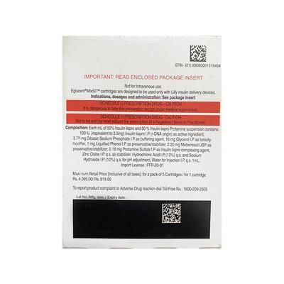 Eglucent Mix 50 100IU Cartridge 3ml - Diabetes-Ins