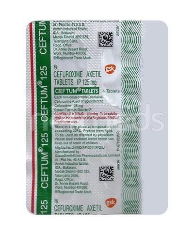 Ceftum 125mg Tablet 4'S - Bacterial Infections-Cep