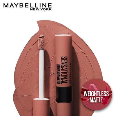Maybelline New York Sensational Liquid Matte Lipstick, NU02 Strip It Off, Liquid Lipstick Shades Delivering Intense Matte Color Effect 7 ml - Lipsticks