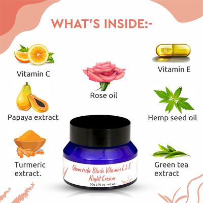 Glamveda Blush Vitamin C and E Night Cream 50 ml - Face Moisturizers