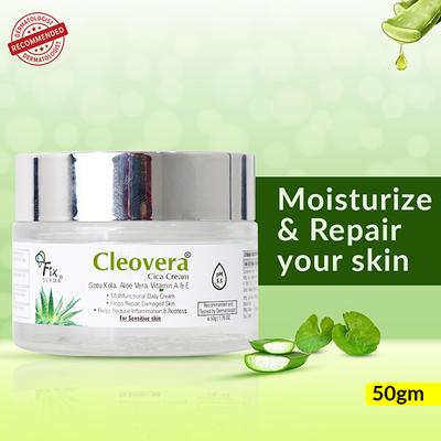Fixderma Cleovera Cica Cream For Face with Gotu Kola, Aloevera, Vitamin A and E 50 gm - Face Moisturizers