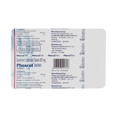 Phoscut 800mg Tablet 10'S - Kidney Disease/Stones-Oth