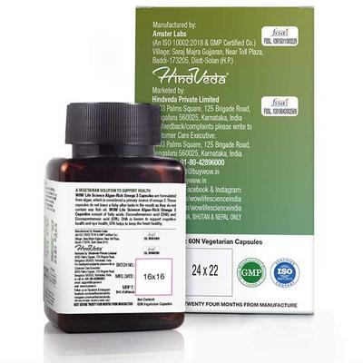 WOW Life Science Algae-Rich Omega 3 Veg Capsule 60's - Omega Fish Oil Fatty Acids