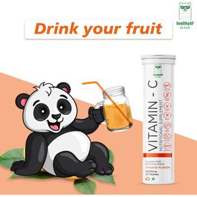 Healthy AF As Fruit Vitamin C 1000mg with Zinc 10mg Effervescent Tablets in orange flavor 4's - General Health
