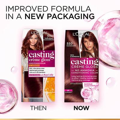 L'Oreal Paris Creme Gloss Hair Color, 550 Mahogany (87.5g + 72ml) 1's - Crème