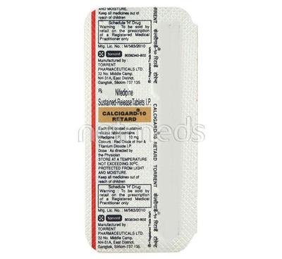 Calcigard Retard 10mg Tablet 10'S - Hypertension-Cal
