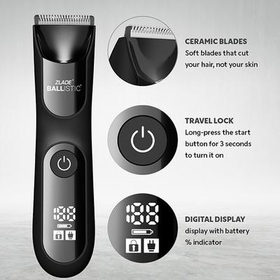 Zlade Ballistic Pro Full-Body Manscaping Trimmer with Ceramic Blades Waterproof 430 gm - Trimmers
