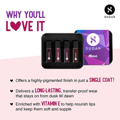 Sugar Cosmetics Fiery Lips Mini Lipstick Set (1.1 ml X4N) 4's - Lipsticks