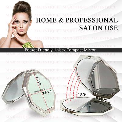 Majestique Dual Side Hexaglitter Pocket Mirror, Distortion-Free, Compact Folding - Multicolor 1's - Mirror
