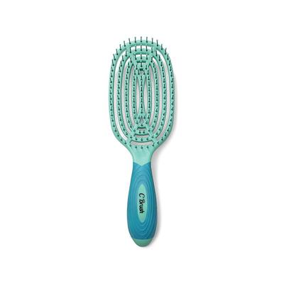 NuWay 4HAIR U.S. Patented Detangler Hair Brush for Men & Women - Green - Detangling C Brush 1s 1's - Hair Brushes