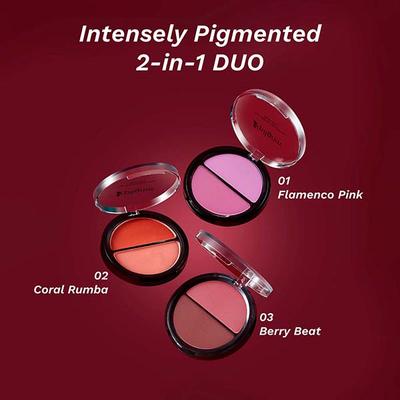 Pilgrim 2-IN-1 Blush Duo Berry Beat-03 Richly Pigmented Ultra Matte Blendable Suits all skin tones 9 g - Blushes