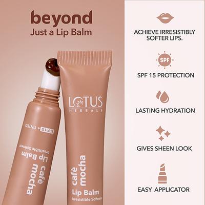 Lotus Herbals Cafe Mocha Lip Balm with SPF 15 for Dry and Chapped Lips Vegan, Brown 10 g - Lip Balms