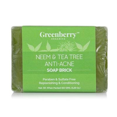 Greenberry Organics Anti-Acne Soap Brick - Neem & Tea Tree 150 gm - Soaps