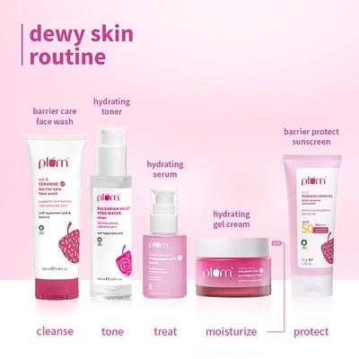Plum 1% Hyaluronic Acid Dew It Light Gel Moisturizer, Bulgarian Rose Oil-Free, Lasting Hydration 50 g - Face Moisturizers