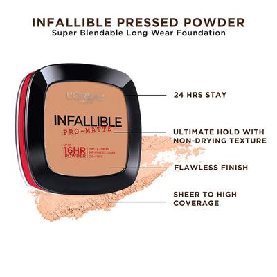 L'Oreal Paris Infallible Pro Matte Pressed Powder, 600 Golden Beige 9 Gm - Compact Powder