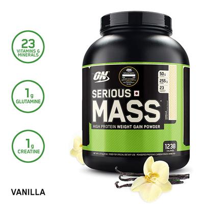Optimum Nutrition (ON) Serious Mass Powder - Vanilla Flavour 6 lb - Workout Essentials
