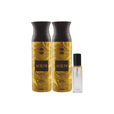 Ajmal 2 Aurum Deo & Aretha EDP Pack of 3 20 ml - Women Perfumes (Edt/Edp)