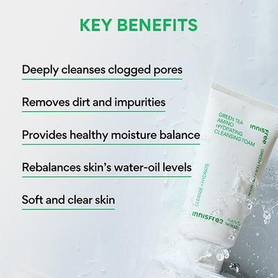 Innisfree Green Tea Amino Hydrating Cleansing Foam 150 gm - Face Wash & Cleansers