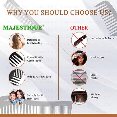 Majestique Professional Wide Comb, Tail Comb, Dresser Hair Comb for All Hair Types and Styles 1's - Hair Combs