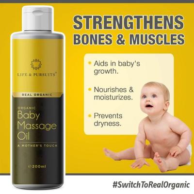 Life & Pursuits Real Organic Baby Massage Oil 200 ml - Creams, Lotions & Oils