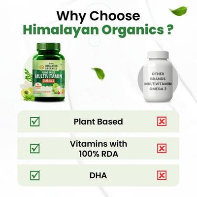 Vlado's Himalayan Organics Plant Based Multivitamin Omega 3 Veg Capsules 60's - Omega Fish Oil Fatty Acids