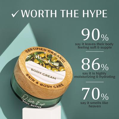 Mintree Certified Organic Olive Body Butter, Nourishes and Moisturizes, 72Hrs Hydration 150 gm - Creams, Lotions & Oils
