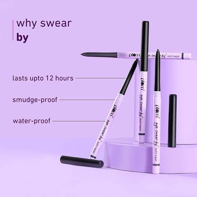 Plum Eye-Swear-By Kohl Kajal Combo Deep Black Creamy Smooth Smudge-Proof 2s - Kajal & Kohls