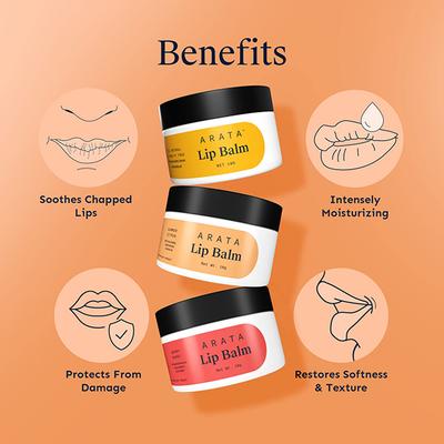 Arata Moisturizing Lip Care Trio for Dry Lips 30gm - Hair Gels & Waxes
