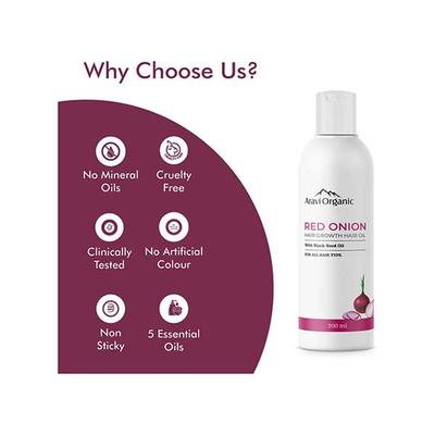 Aravi Organic 100% Pure Onion Hair Growth Carrier Hair Oil 200 ml - Hair Oils